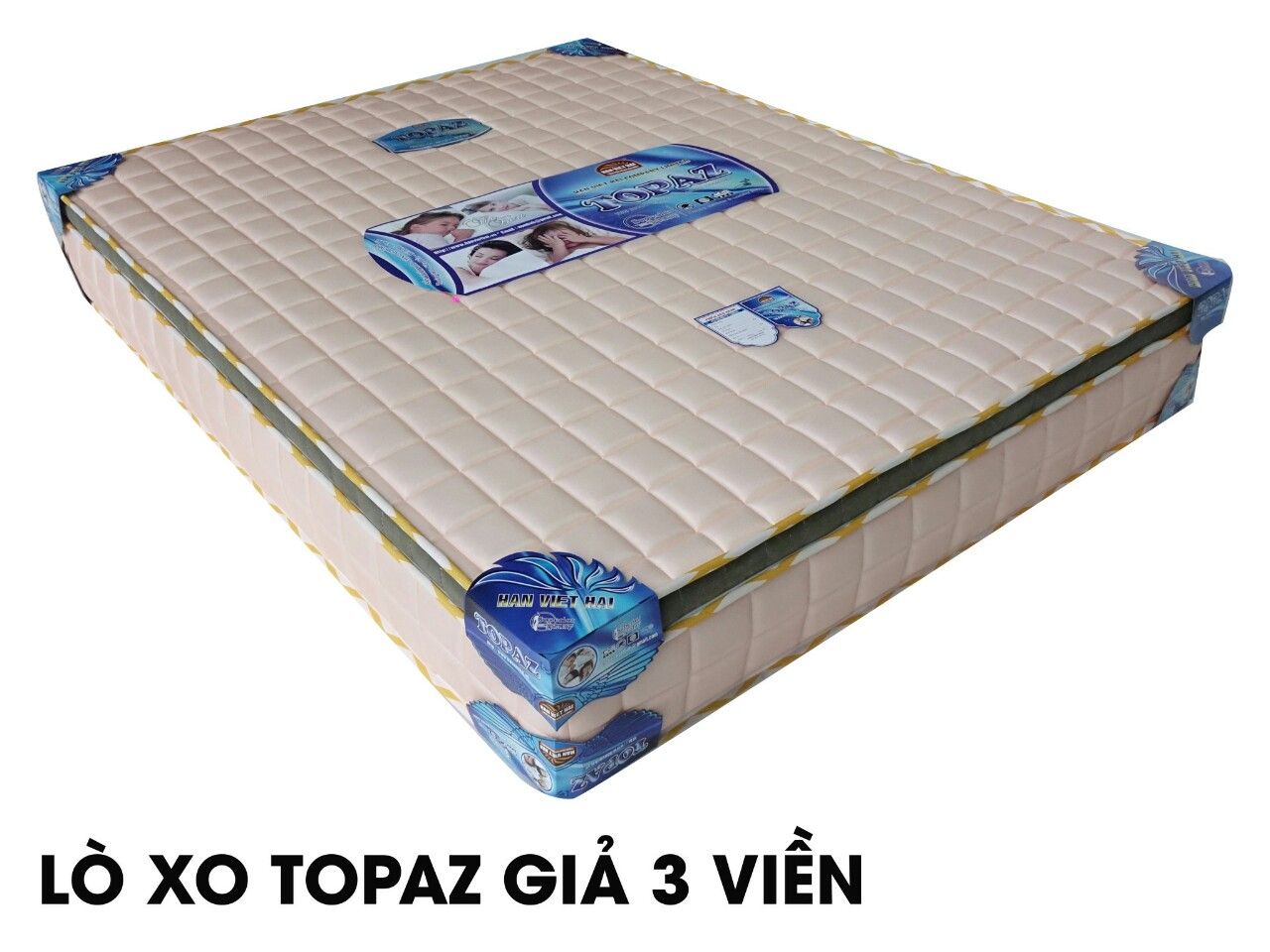 Nệm lò xo Topaz giả 3 viền vải gấm